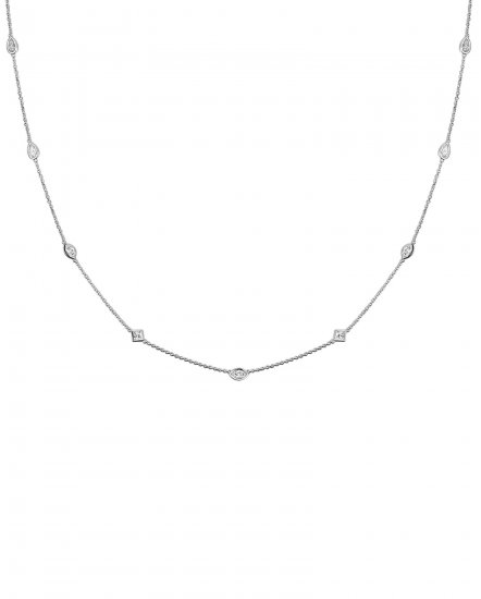 MARQUISE PEAR PRINCESS CUT DIAMOND BY THE YARD NECKLACE (TN428)